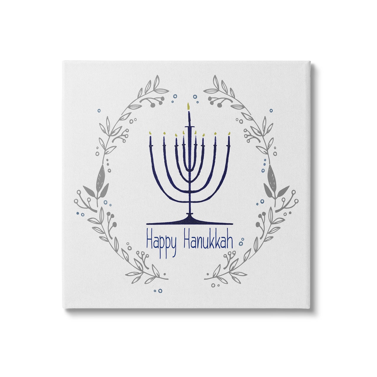 Stupell Industries Happy Hanukkah Botanical Wreath Canvas Wall Art